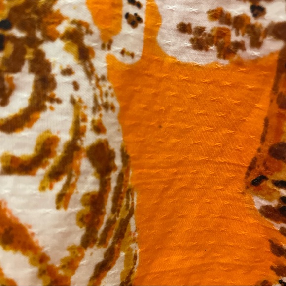 Anthropologie Maeve Orange Tiger Leopard Big Kitty Print Babydoll Mini Dress XS - Picture 13 of 14